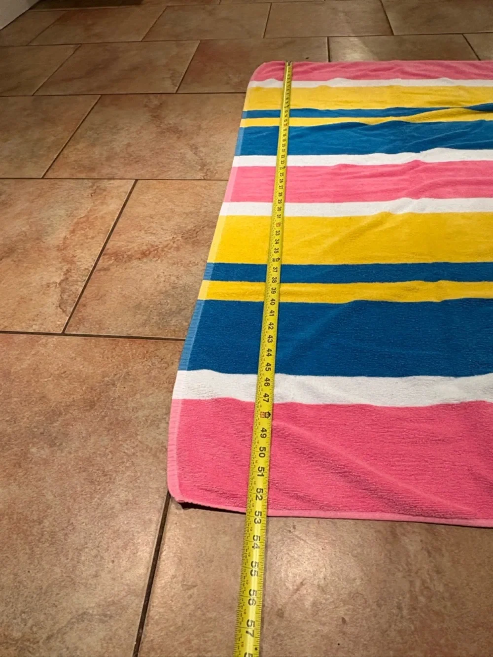 Y2K Retro Striped Beach Towel Pink Yellow Blue Cotton 64x32 Jay Franco